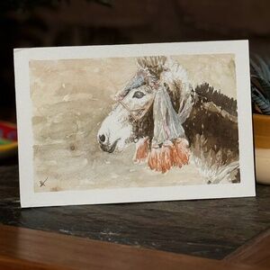 Original Watercolor Painting of a Himalayan Mule 8 x 5.5